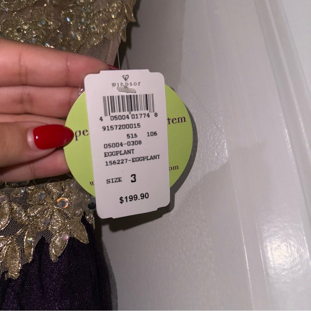 Windsor Dress - Gold Bustier Eggplant Prom Dress - Picture 5 of 9